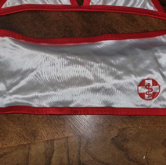 Sexy Skimpy 2pc Nurse Outfit Tri-Top with Mini Skirt Cosplay Lingerie Set - Picture 4 of 9
